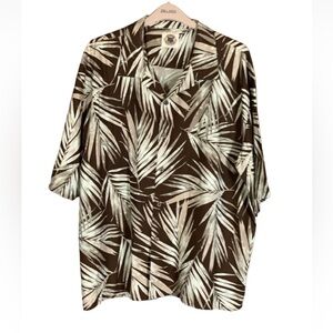 Pusser’s West Indies Hawaiian shirt Silk blend Brown with palm leaves Size XXL